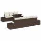 Preview: Garten-Sofa-Set 8-teilig Braun, Creme Rattan, Polyester