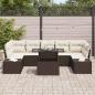 Preview: Garten Sofa Set 8-teilig Dunkelbraun, Creme Rattan, Polyester