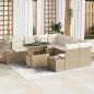 Preview: ARDEBO.de - Garten Sofa Set 9-teilig Beige, Creme Rattan, Polyester
