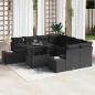 Preview: ARDEBO.de - Garten-Sofa-Set 9-teilig Schwarz Rattan, Polyester, Glas