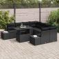 Preview: Garten-Sofa-Set 9-teilig Schwarz Rattan, Polyester, Glas