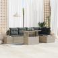 Preview: ARDEBO.de - Garten-Sofa-Set 6-teilig Beige, Grau Rattan, Polyester, Stahl