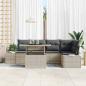 Preview: Garten-Sofa-Set 6-teilig Beige, Grau Rattan, Polyester, Stahl