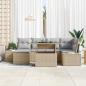 Preview: Garten-Sofa-Set 7-teilig Beige, Grau Rattan, Polyester Rechteckig