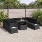 Preview: Garten Sofa Set Set von 10 Schwarz Rattan, Polyester Kissen