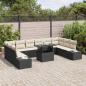 Preview: ARDEBO.de - Garten Sofa Set 11-teilig Creme Kissen, schwarzer Rahmen