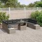 Preview: Garten Sofa Set 11 Teile Grau Rattan, Polyesterkissen