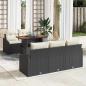 Preview: ARDEBO.de - Garten Sofa Set 6-teilig Schwarz Rattan, Polyester, Gehärtetes Glas
