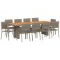 Preview: ARDEBO.de - 11-teilige Gartentischgruppe Grau Poly Rattan