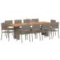Preview: Garten Essgruppe 11 stk. Grau Poly-Rattan