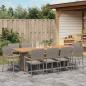 Preview: Garten Essgruppe 11 stk. Grau Poly-Rattan