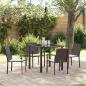Preview: ARDEBO.de - 5-teiliges Garten-Esszimmer-Set mit Kissen in Braun aus Poly-Rattan