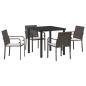 Preview: 5-teiliges Garten-Esszimmer-Set mit Kissen in Braun aus Poly-Rattan