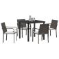 Preview: 5-teiliges Garten-Esszimmer-Set mit Kissen in Braun aus Poly-Rattan