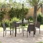 Preview: ARDEBO.de - 5-teiliges Gartentischset mit Kissen in Braun aus Poly-Rattan