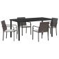 Preview: 5-teiliges Garten-Esszimmer-Set mit Kissen in Braun aus Poly Rattan