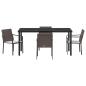Preview: 5-teiliges Garten-Esszimmer-Set mit Kissen in Braun aus Poly Rattan