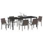 Preview: ARDEBO.de - 7-teiliges Garten-Esszimmer-Set mit Kissen Braun aus Poly Rattan