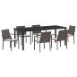 Preview: 7-teiliges Garten-Esszimmer-Set mit Kissen Braun aus Poly Rattan