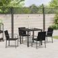 Preview: 5-teiliges Garten-Dining-Set mit Kissen in Schwarz aus Poly-Rattan