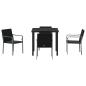 Preview: 5-teiliges Garten-Dining-Set mit Kissen in Schwarz aus Poly-Rattan