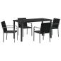 Preview: 5-teiliges Gartenset mit Kissen in Schwarz aus Poly Rattan