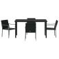Preview: 5-teiliges Gartenset mit Kissen in Schwarz aus Poly Rattan