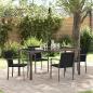 Preview: ARDEBO.de - 5-teiliges Garten-Dining-Set mit Kissen in Schwarz aus Poly Rattan