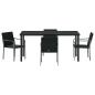 Preview: 5-teiliges Garten-Dining-Set mit Kissen in Schwarz aus Poly Rattan