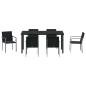Preview: 7-teiliges Garten-Essensemble mit Kissen in Schwarz aus Poly-Rattan