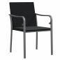 Preview: 7-teiliges Garten-Ess-Set mit Kissen in Schwarz aus Poly Rattan