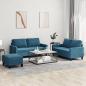 Preview: ARDEBO.de - 3-tlg. Sofagarnitur mit Kissen Blau Samt