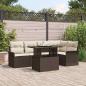 Preview: ARDEBO.de - Garten Sofaset Set mit 6 Teilen Braun und Creme Rattan, Polyester