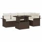 Preview: Garten Sofaset Set mit 6 Teilen Braun und Creme Rattan, Polyester