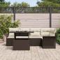 Preview: Garten Sofaset Set mit 6 Teilen Braun und Creme Rattan, Polyester