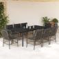 Preview: ARDEBO.de - 9-tlg. Garten-Essgruppe mit Kissen Grau Poly Rattan