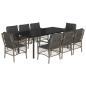 Preview: 9-tlg. Garten-Essgruppe mit Kissen Grau Poly Rattan