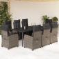 Preview: ARDEBO.de - 9-tlg. Garten-Essgruppe mit Kissen Grau Poly Rattan