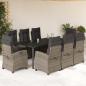 Preview: ARDEBO.de - 9-tlg. Garten-Essgruppe mit Kissen Grau Poly Rattan