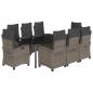 Preview: 9-tlg. Garten-Essgruppe mit Kissen Grau Poly Rattan