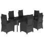 Preview: 7-tlg. Garten-Essgruppe mit Kissen Schwarz Poly Rattan