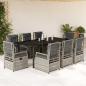 Preview: ARDEBO.de - 9-tlg. Garten-Essgruppe mit Kissen Grau Poly Rattan