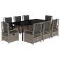Preview: 9-tlg. Garten-Essgruppe mit Kissen Grau Poly Rattan