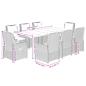 Preview: 9-tlg. Garten-Essgruppe mit Kissen Grau Poly Rattan