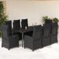 Preview: ARDEBO.de - 9-tlg. Garten-Essgruppe mit Kissen Schwarz Poly Rattan