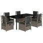 Preview: 7-tlg. Garten-Essgruppe mit Kissen Grau Poly Rattan