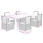Preview: 7-tlg. Garten-Essgruppe mit Kissen Grau Poly Rattan