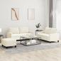Preview: ARDEBO.de - 3-tlg. Sofagarnitur mit Kissen Creme Samt