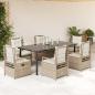 Preview: ARDEBO.de - 7-tlg. Garten-Essgruppe mit Kissen Beige Poly Rattan