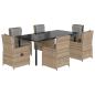 Preview: 7-tlg. Garten-Essgruppe mit Kissen Beige Poly Rattan